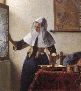 VERMEER VAN DELFT, Jan Young Woman with a Water Jug wer oil painting on canvas